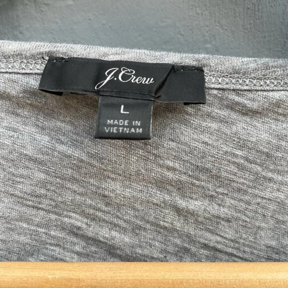 J. Crew Grey Ruffle Front Long Sleeve Shirt, Large - Picture 10 of 10